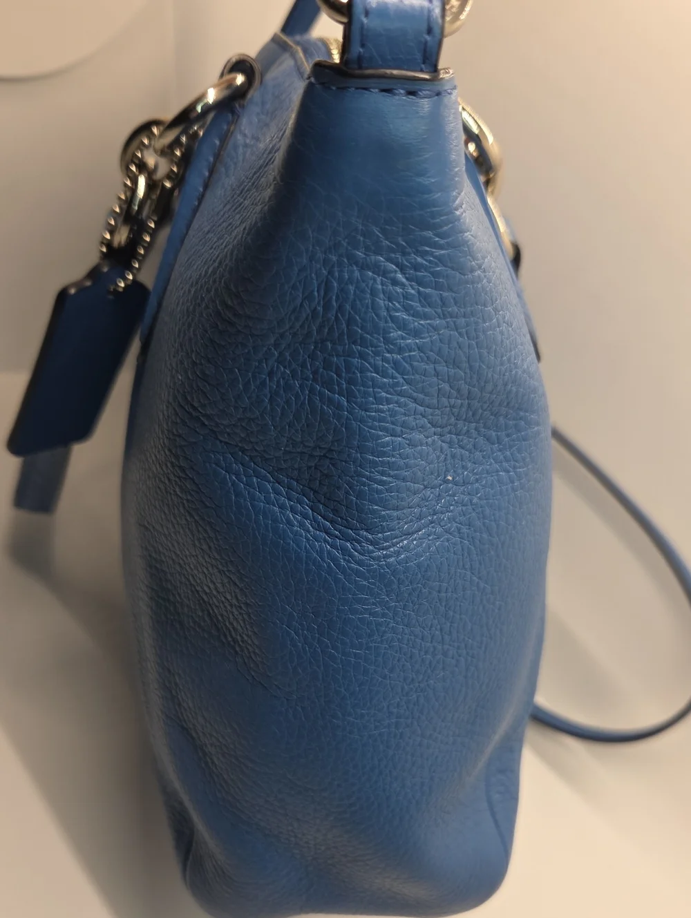 Coach Small Kelsey Cobalt Blue Pebbled Leather Shoulder Bag